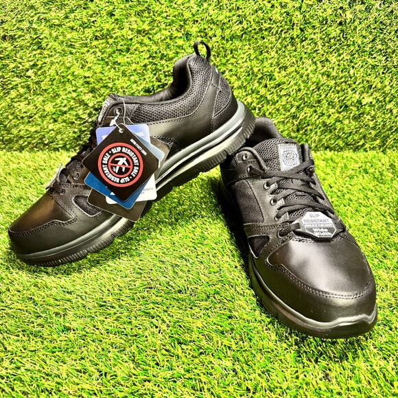 Size 10.5 | Skechers Work Slip Resistance Men's Black S77040EW - Picture 1 of 9